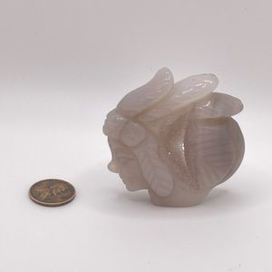 Druzy Agate Female Native American Head Carving